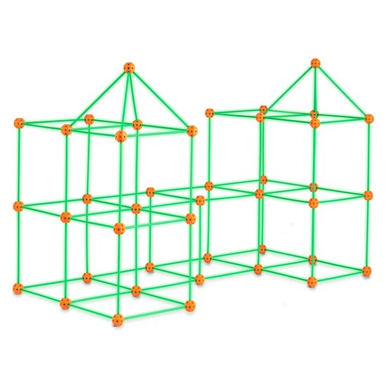 Set constructie Fort luminos, 140 buc, fara baterii, Geanta depozitare
