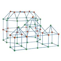 Set constructie Fort pentru copii, 180 buc, 440 x 130 x 318 mm, Geanta depozitare