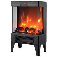 Semineu electric, Controlul temperaturii 15-38°C, 1000/2000 W, Negru, efect flacara, 32.8 x 18 x 52.5 cm, Negru 