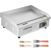Plita electrica, Plancha Inox 3200 W, suprafata de gatit 535 x 300 mm, Grosime placa 8 mm, 2 spatule, 2 perii