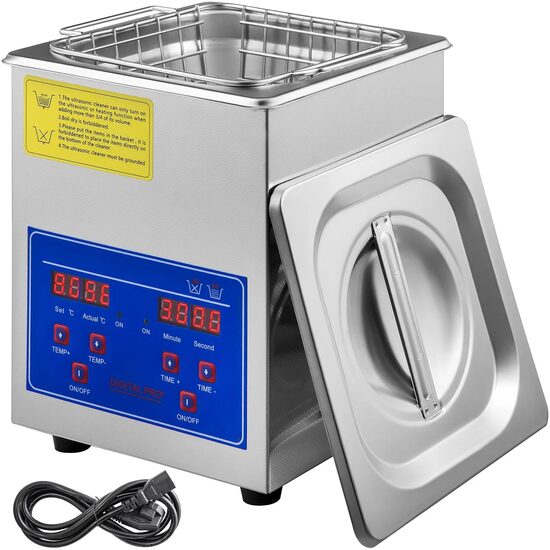Aparat de curatat cu ultrasunete, Capacitate 2 l, 60 W, Frecventa ultrasonica 40kHz, Inox, Panou digital