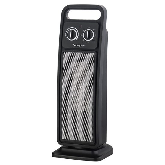 Aeroterma ceramica turn, 18 x 19 x 50 cm, termostat reglabil, Negru, 2000 W