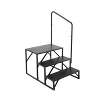 Scara portabila cu balustrada, 3 trepte, Otel, capacitate 200 kg, Negru, Inaltime 540 mm