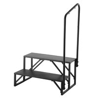 Scara portabila cu balustrada, 2 trepte, Otel, capacitate 200 kg, Negru, Inaltime 360 mm