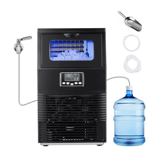 Aparat de facut gheata cu alimentarea Retea/Bidon, 40 kg/24h, Depozitare 5.44 kg, Afisaj led, Auto-Curatare