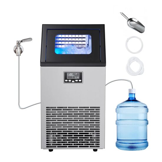 Aparat de facut gheata cu alimentarea Retea/Bidon, 54 kg/24h, Depozitare 12.7 kg, Afisaj led, Auto-Curatare