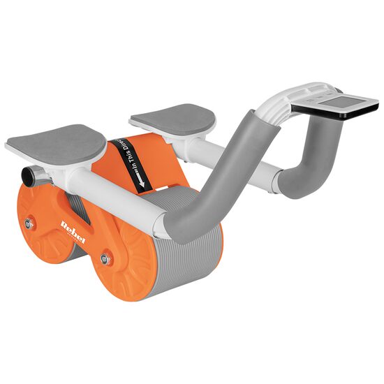 Roata pentru abdomen, Cronometru, max 150 kg, covoras 17 x 34 x 0.5 cm, PP, PPR, oțel, Portocalie