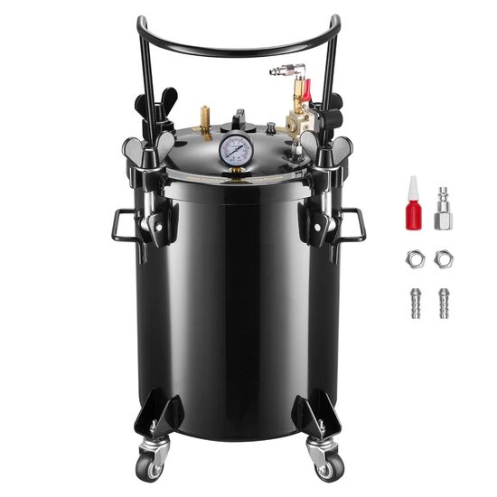 Rezervor pentru turnare sub presiune, 30 l, 10 Bar, admisie de aer de 1/4″, Manometru, 4 x Roti