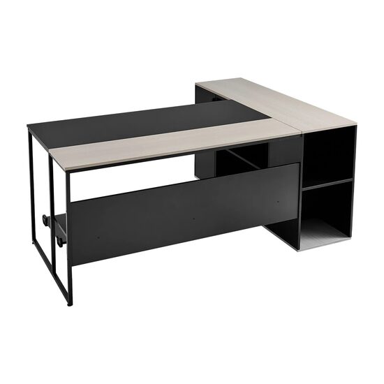 Birou executiv design in forma de L, capacitate max 167 kg, 2 x sertare, picioare otel