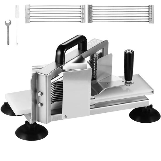 Feliator manual de rosii si legume, Inox, 1/4", 3/8", 3/16", 4 x picioare cu ventuza