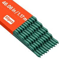 Set 50 de araci pentru gradina, Teava metalica acoperita cu PVC, Diametru 11 mm, Inaltime 1.17 m, Verde