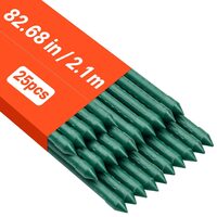 Set 25 de araci pentru gradina, Teava metalica acoperita cu PVC, Diametru 11 mm, Inaltime 2.1 m, Verde