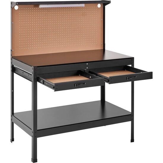 Banc de lucru cu sertar si suport scule, Lumina led, 4 x Priza AC, 2 x USB, max 100 kg, dimensiune 120 x 60 cm