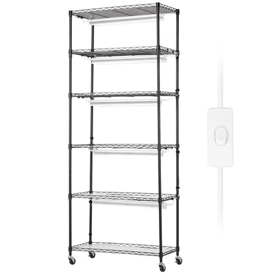 Raft pentru plante cu lampa de crestere, Modular, 6 x Niveluri, Inaltime 180 cm, 8 x led 192 W, Temporizator, 4 x Roti