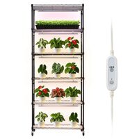 Raft pentru plante cu lampa de crestere 6 x Niveluri, Inaltime 150 cm, 5 x led 150 W, temporizator 4/9/14 ore, 4 x Roti