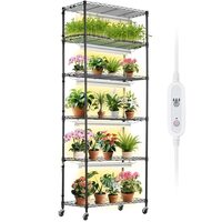 Raft pentru plante cu lampa de crestere 6 x Niveluri, Inaltime 180 cm, 3 x led, temporizator, 4 x Roti