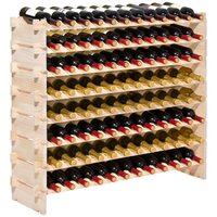 Raft modular pentru 96 sticle de vin, Stivuibil, Lemn, 8 Niveluri, 1130 x 290 x 962 mm