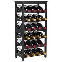 Raft modular detasabil pentru 24 sticle de vin, Stivuibil, Lemn Bambus, 6 Niveluri, 410 x 240 x 823 mm, Negru