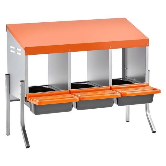 Cuibar pentru gaini, 3 compartimente, Otel galvanizat, Picioare sustinere, 795 x 525 x 675 mm