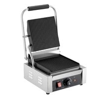 Grill Panini, Profesional, suprafata de gatit Striata/Striata 22x23 cm, controlul temperaturii 50°C la 300°C, Placi emailate din fonta, 1800 W