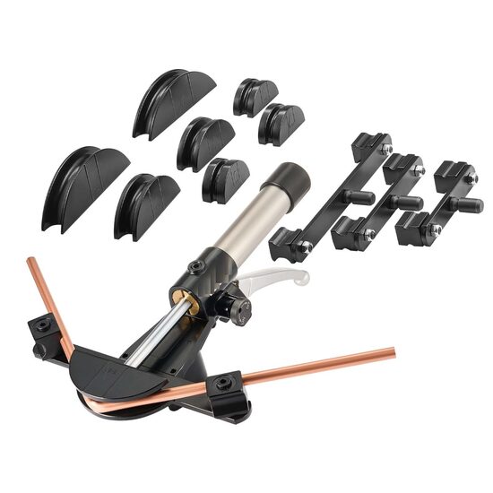 Dispozitiv de indoit tevi cupru si aluminiu, 6-22 mm, Unghi maxim de îndoire 90°, 7 matrite, sistem hidraulic