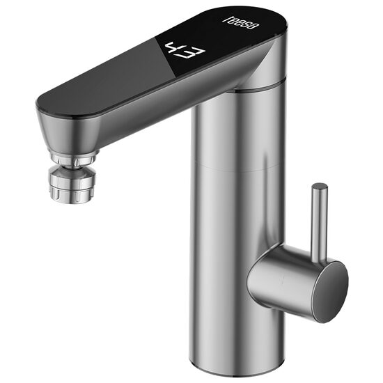 Robinet electric Instant 3000 W, Afisaj Led, Protectie la supraincalzire, Inox, IPX4, 2 l/min, Argintiu