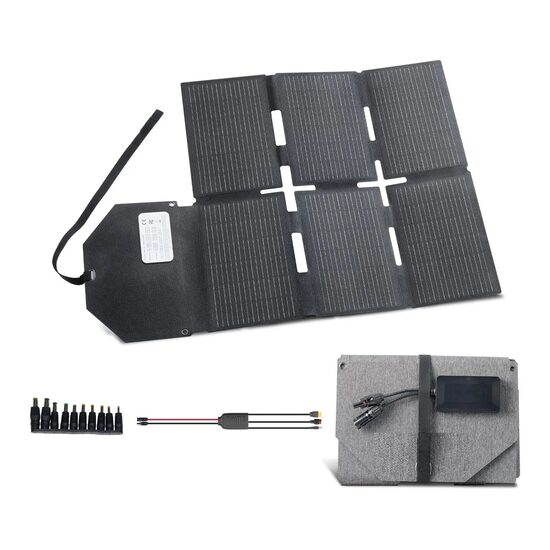 Panou solar camping, Pliabil, monocristalin, 60 W, IP65, Incarcator multi-dispozitiv, 898 x 620 x 21 mm
