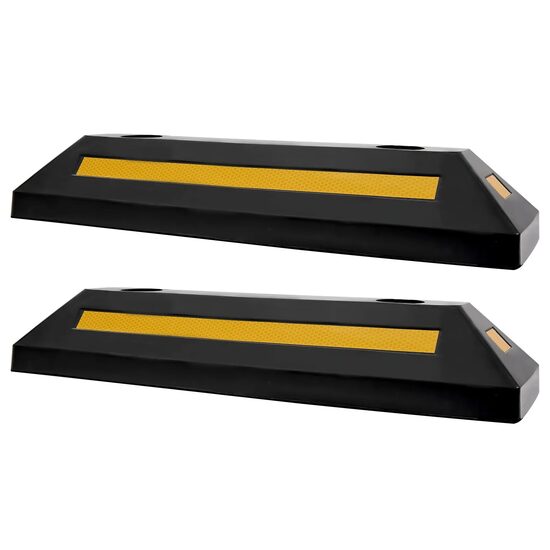 Set 2 x Opritor parcare, Galben/Negru, 548 x 158 x 94 mm, Cauciuc dur, suruburi fixare incluse, benzi reflectorizante