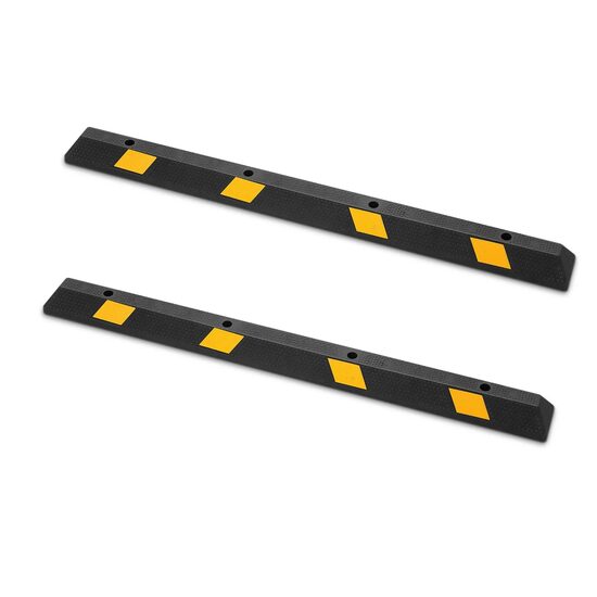 Set 2 x Opritor parcare, Galben/Negru, 183 x 15 x 10 cm, Cauciuc dur, suruburi fixare incluse, benzi reflectorizante