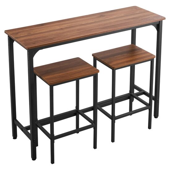 Masa de bar cu 2 scaune, 1200 x 400 x 900 mm, Maro/Negru