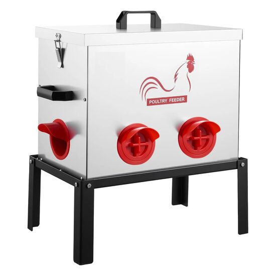 Hranitoare automata pentru pasari, Capacitate 18 kg, 6 x orificii hranire, Otel galvanizat, 395 x 300 x 377 mm