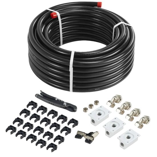 Set conducte cu fitinguri pentru compresoare aer, 30 m, Trei straturi HDPE/Aluminiu/HDPE, 14 Bar