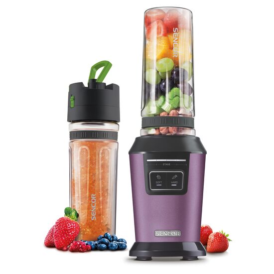 Blender de masa 800 W, recipient sticla, Capacitate 0.6 l, 2 x programe, Mov