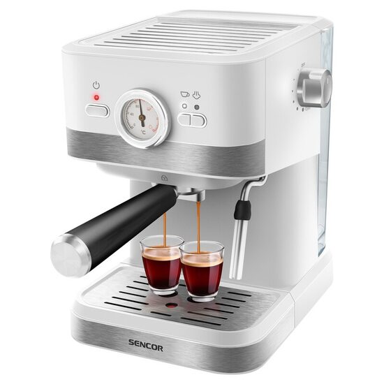 Espressor manual 20 bar, cappuccino, 1050W, rezervor apa 1.5 l, Baghetă de abur rotativă, Alb