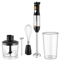Set blender de mana, 1200 W, Aparat de spumare a laptelui, Inox, capacitate 800 ml, Negru/Argintiu