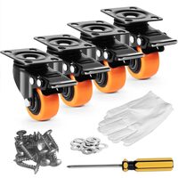 Set 4 roti pivotante, Frana dubla, Capacitate 68 kg/roata, Diametru 2 inch, Poliuretan/Otel