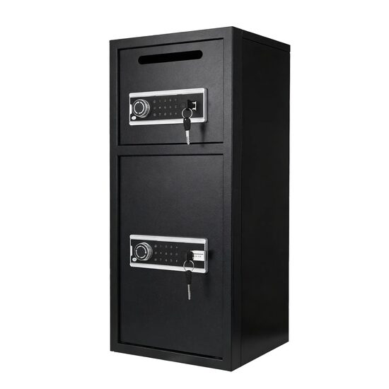Seif cu usi duble, Otel armat, Alarma dubla, Cheie/Cifru, 350 × 348 × 775 mm