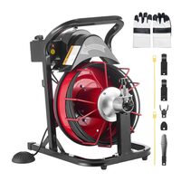 Sarpe electric pentru desfundat tevi, Profesional, 4 x capete taiere, Lungime 15 m, Diametru 8 mm, Alimentare automata, Pedala actionata cu aer
