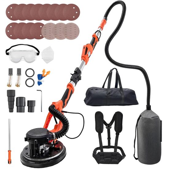 Slefuitor pentru pereti, tavane, plafoane si rigips cu brat telescopic 1150 W, 800-1700 rpm, Led, sac aspirare, 15 x discuri