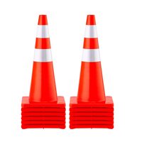Set 12 conuri rutiere de avertizare, PVC, Inaltime 73 cm, 2 x coliere Reflectorizante