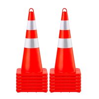 Set 12 conuri rutiere de avertizare, Flexibile, PVC, Inaltime 73 cm, 2 x coliere Reflectorizante