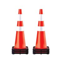 Set 6 conuri rutiere de avertizare, Flexibile, PVC, Inaltime 92 cm, 2 x coliere Reflectorizante