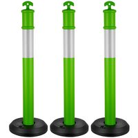 Set 3 stalpi delimitare, Verde, 1 x coliere reflectorizante, Inaltime 114 cm