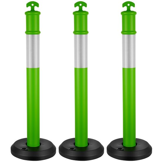 Set 3 stalpi delimitare, Verde, 1 x coliere reflectorizante, Inaltime 114 cm