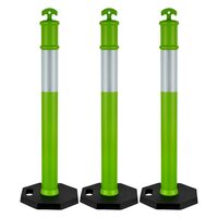 Set 3 stalpi delimitare, Verde, 1 x coliere reflectorizante, Inaltime 114 cm, baza neagra