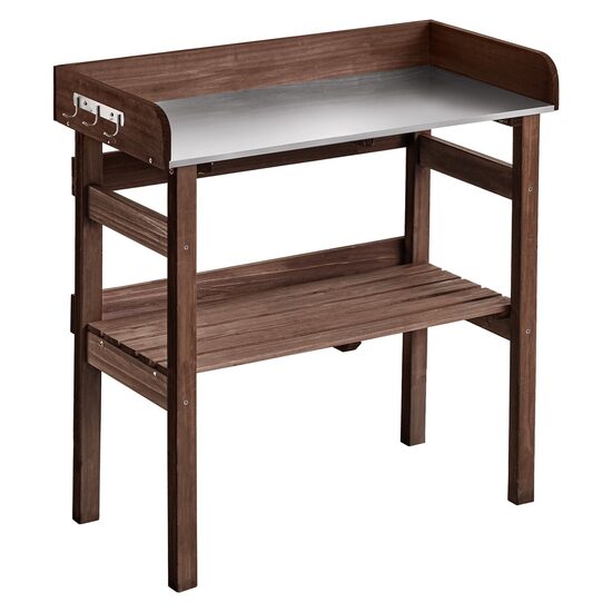 Suport masa gradinarit, Lemn, 78 x 38 x 82 cm, Raft depozitare, maro