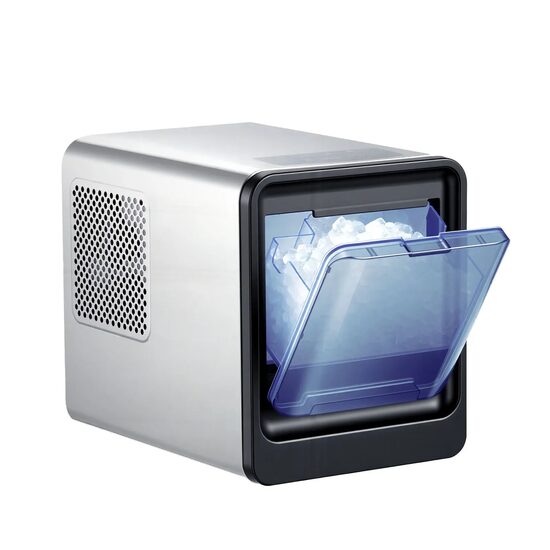 Aparat portabil de facut cuburi de gheata masticabila tip pepita, Auto-curatare, 15 kg/zi, 105 W, Rezervor apa 0.8 l, silentios 55 dB