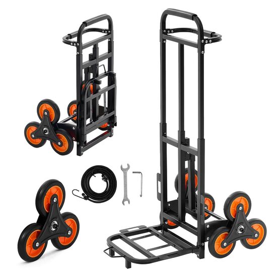 Carucior pentru urcat scarile, 6 roti, Capacitate 100 kg, Otel, 745 x 490 x 1120 mm, maner telescopic, greutate 11 kg