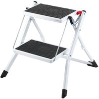 Scara pliabila cu 2 x Trepte Anti-derapante, Capacitate 150 kg, Otel, 500 x 480 x 450 mm, Alb/Negru