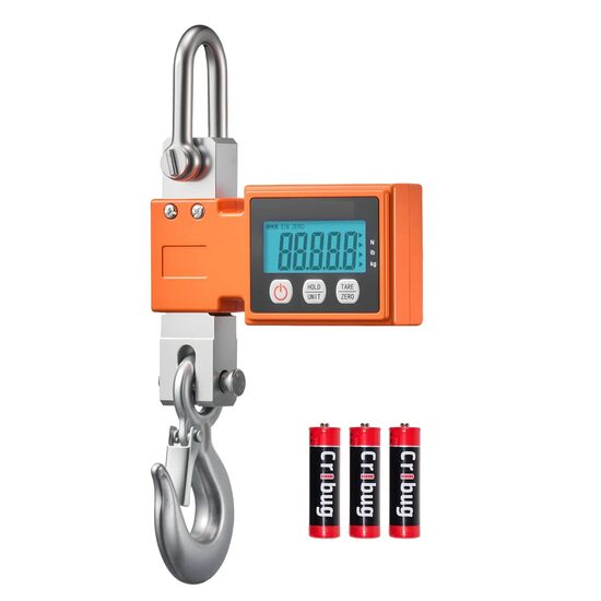 Cantar electronic cu carlig 500 kg, Afisaj LED luminos, precizie 100 g, Corp din aluminiu turnat, Alarma supraincarcare